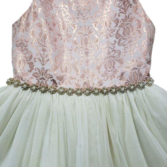 American Princess Jacquard Dress Girls Size 10 Ball Gown Pearl Tiered Tulle - Picture 9 of 9